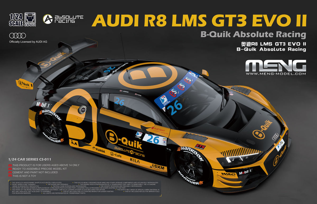 Audi R8 LMS GT3 EVO II B-Quik Absolute Racing 1/24 — Panda Hobby