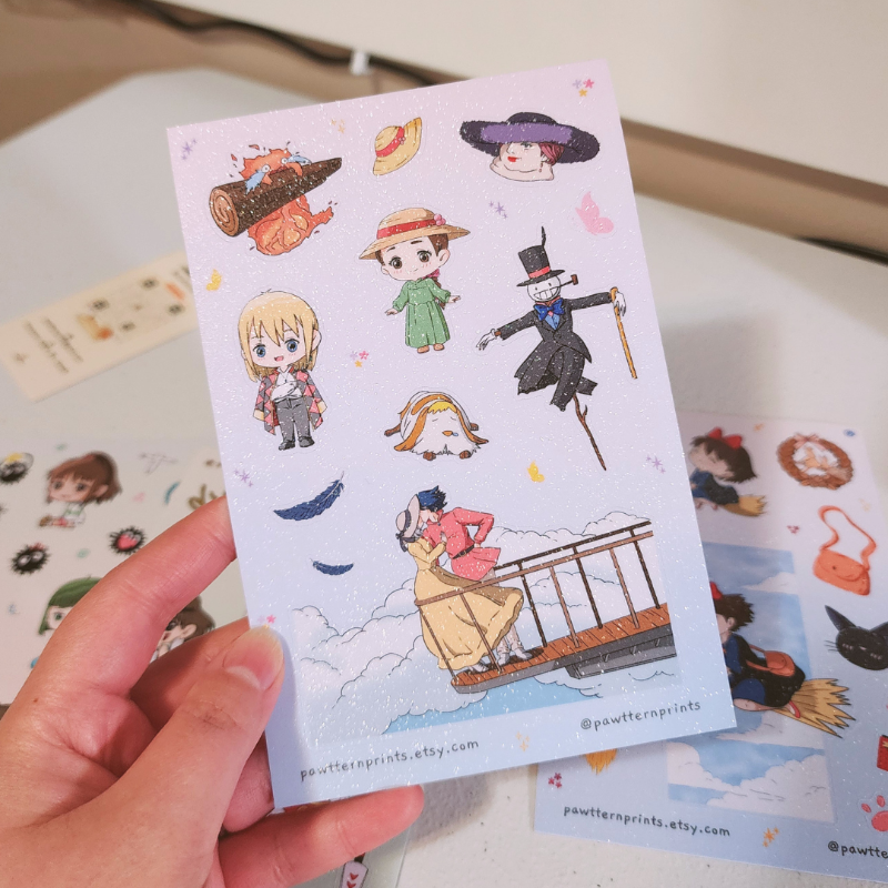 Ghibli Howl's Moving Castle Fan Art Vinyl Sticker Sheet
