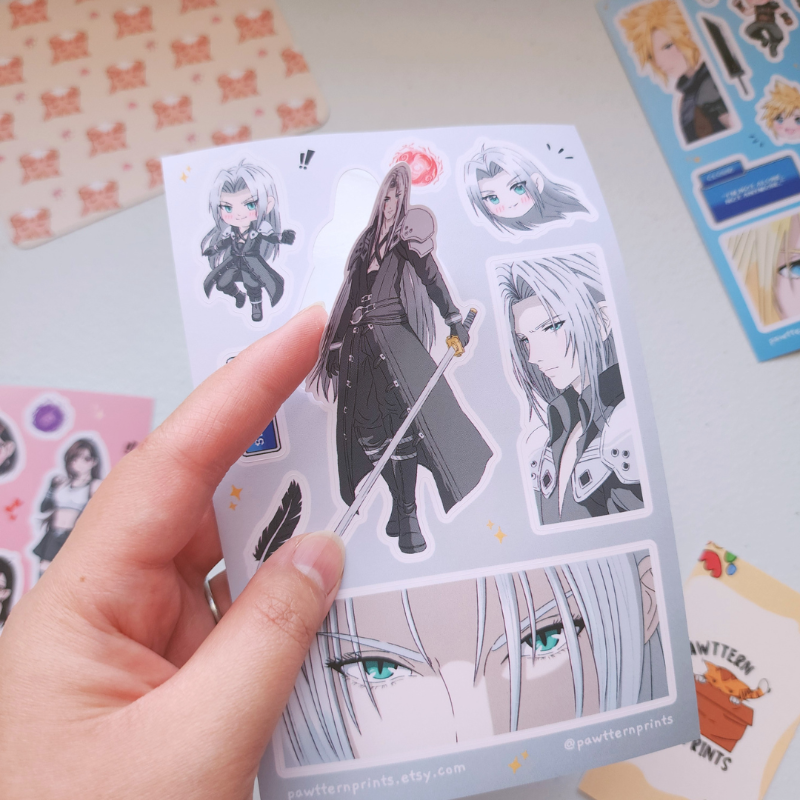 Final Fantasy 7 Sephiroth Fan Art Vinyl Sticker Sheet