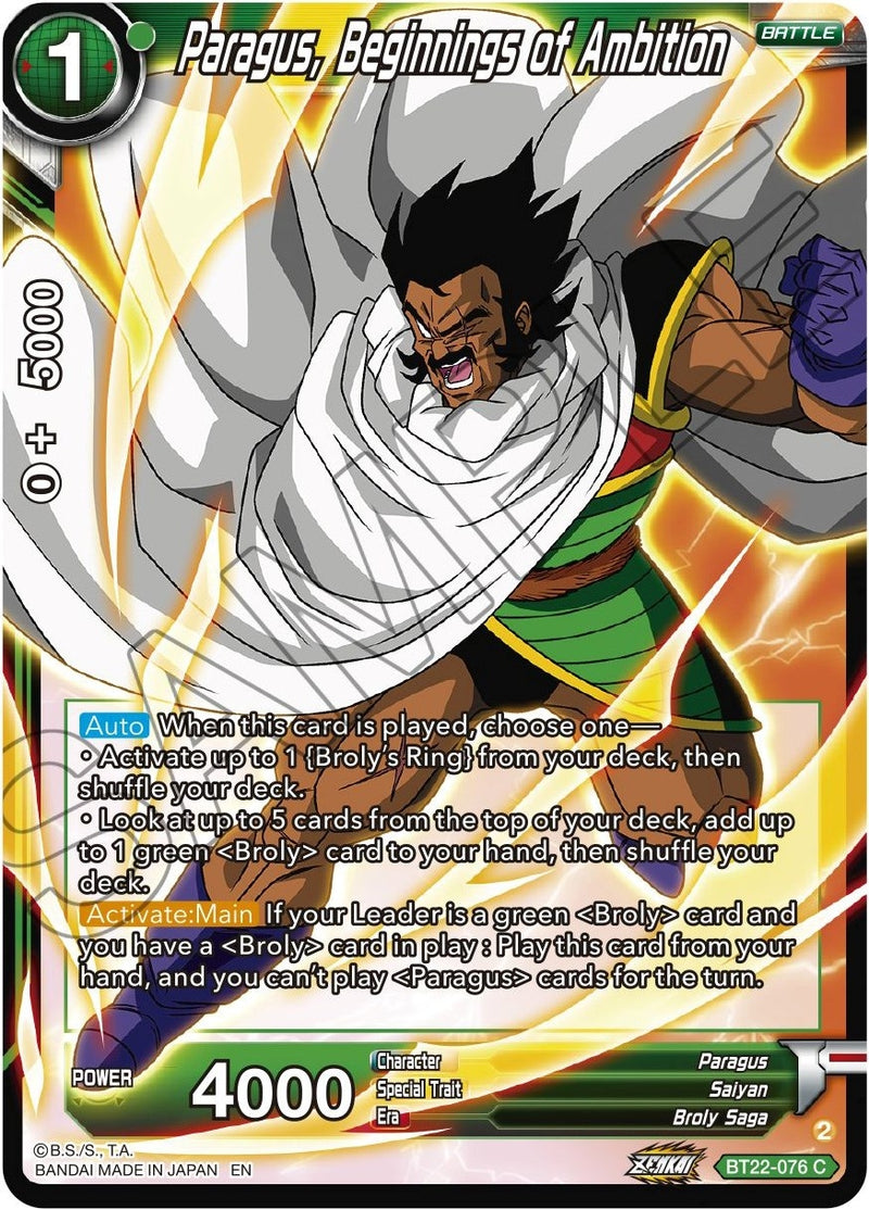 [BT22-076] Paragus, Beginnings of Ambition (Critical Blow)