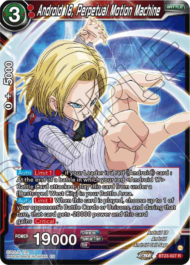 [BT23-027] Android 18, Perpetual Motion Machine (Perfect Combination)