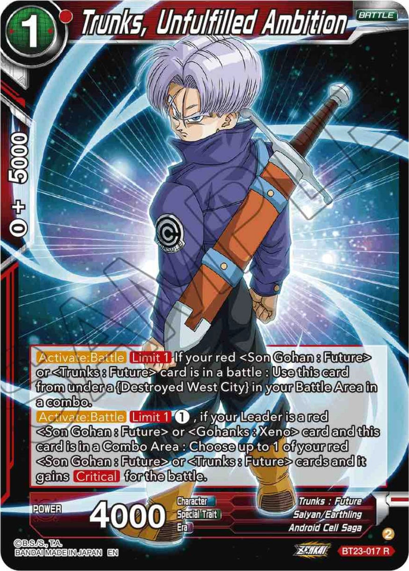 [BT23-017] Trunks, Unfulfilled Ambition (Perfect Combination)