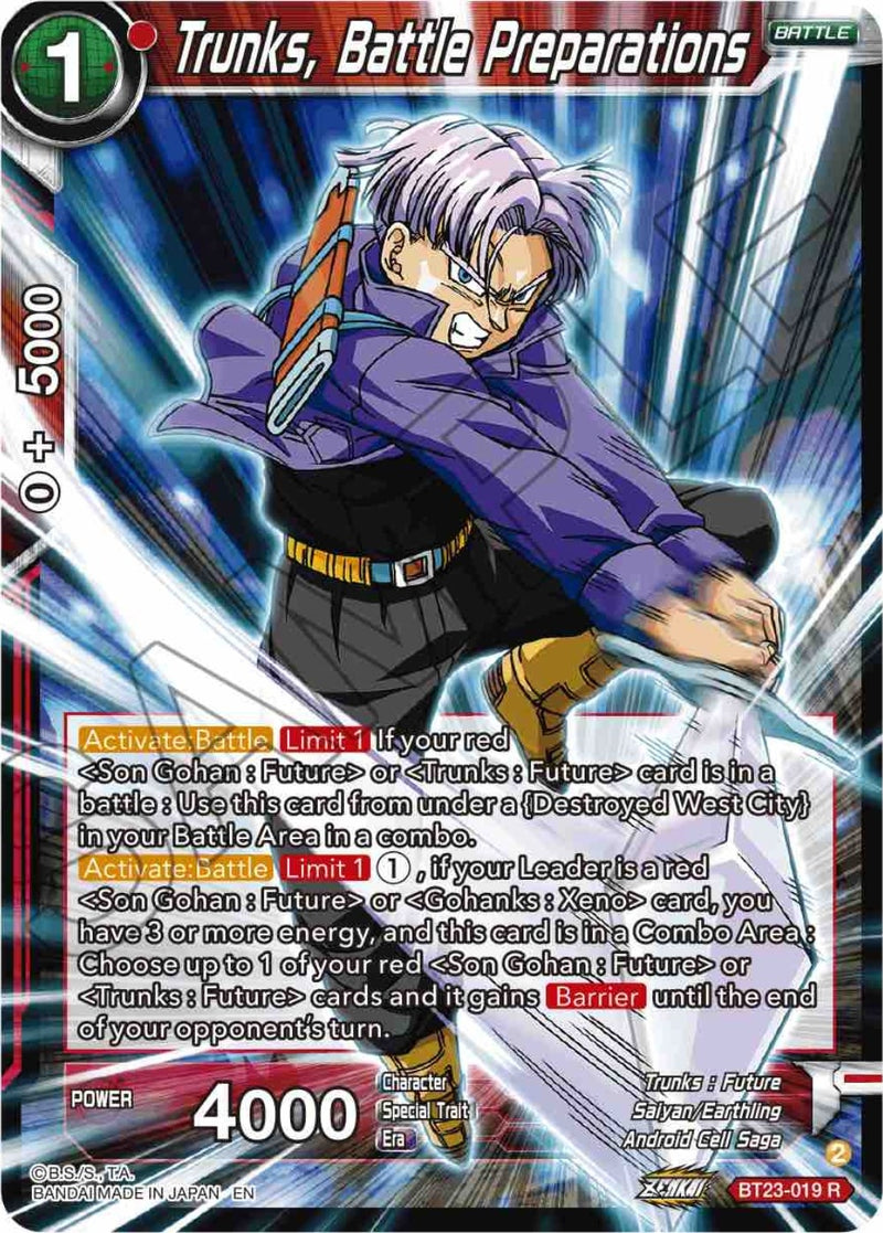 [BT23-019] Trunks, Battle Preparations (Perfect Combination)