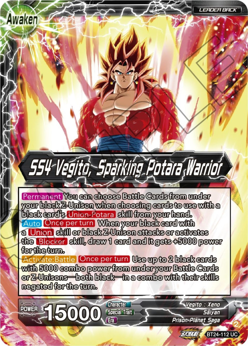 [BT24-112] SS4 Son Goku & SS4 Vegeta // SS4 Vegito, Sparking Potara Warrior (Beyond Generations)
