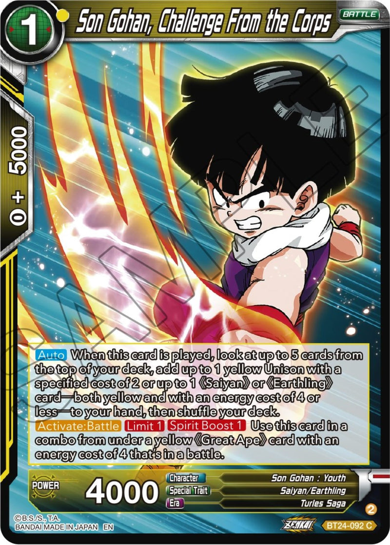 [BT24-092] Son Gohan, Challenge From the Corps (Beyond Generations)