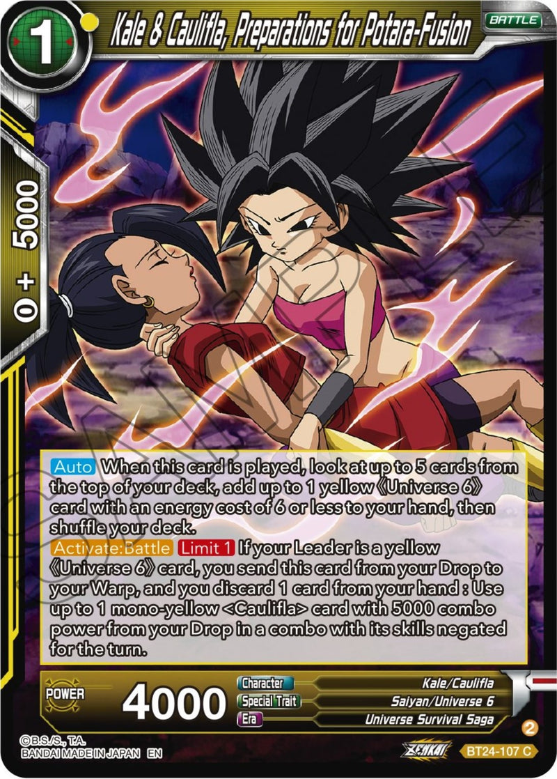 [BT24-107] Kale & Caulifla, Preparations for Potara-Fusion (Beyond Generations)