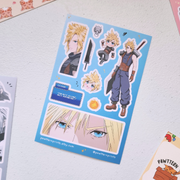 Final Fantasy 7 Cloud Strife Fan Art Vinyl Sticker Sheet