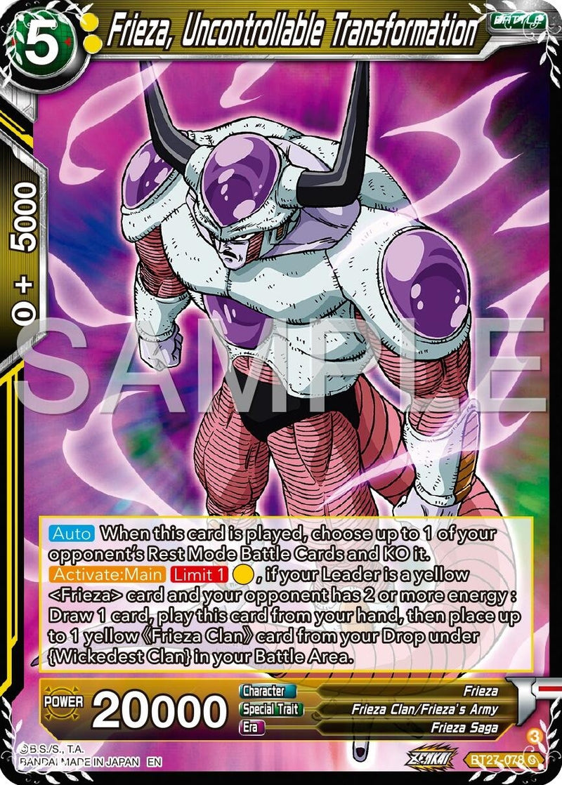 [BT27-078] Frieza, Uncontrollable Transformation (History of Z)