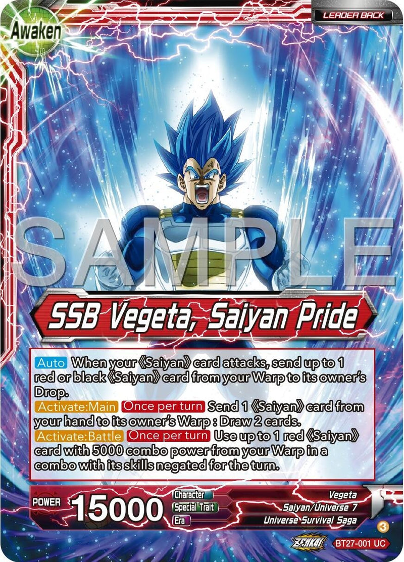 [BT27-001] Vegeta // SSB Vegeta, Saiyan Pride (History of Z)