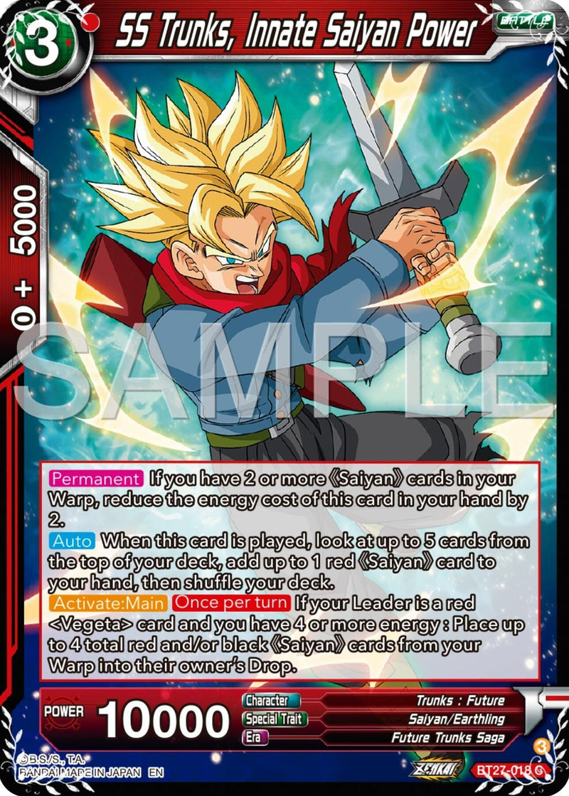 [BT27-018] SS Trunks, Innate Saiyan Power (History of Z)