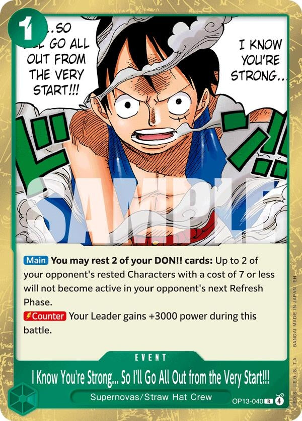 [OP13-040] I Know You're Strong... So I'll Go All Out from the Very Start!!! (Carrying On His Will)