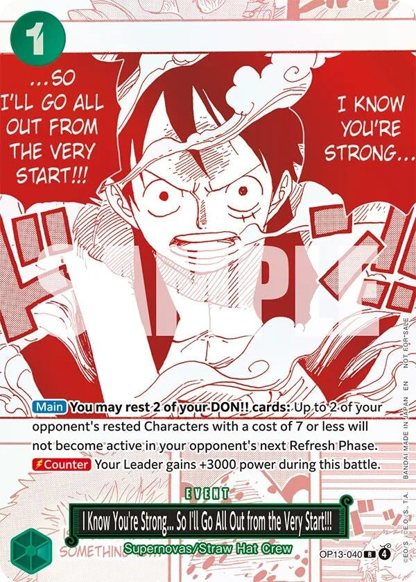 [OP13-040] I Know You're Strong... So I'll Go All Out from the Very Start!!! (3rd Anniversary Treasure Campaign Pack) (One Piece Promotion Cards)