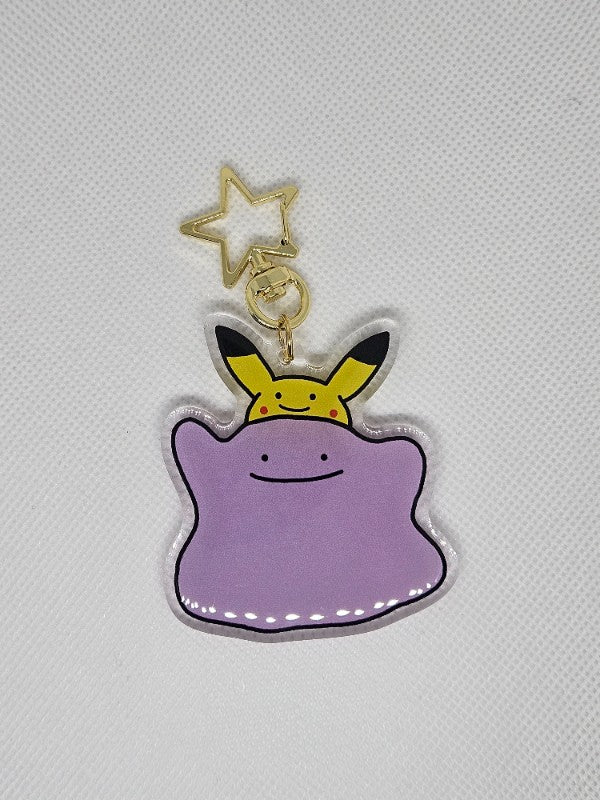 Acrylic Ditto/Pikachu Keychain