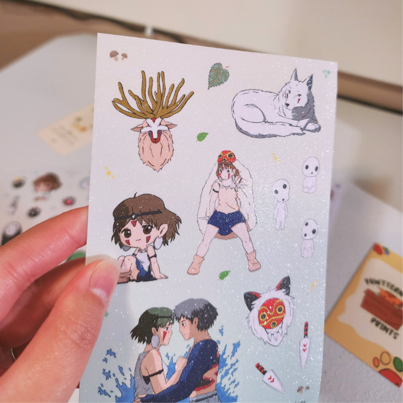 Ghibli Princess Mononoke Fan Art Vinyl Sticker Sheet