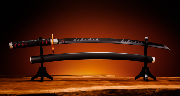 Proplica - Nichirin Sword (Tanjiro Kamado) Kyojuro Rengoku's Sword Guard Ver. - Demon Slayer: Kimetsu No Yaiba