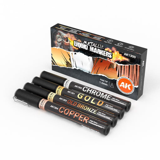 AK1300 Metallic Liquid Markers - 4 Units Set