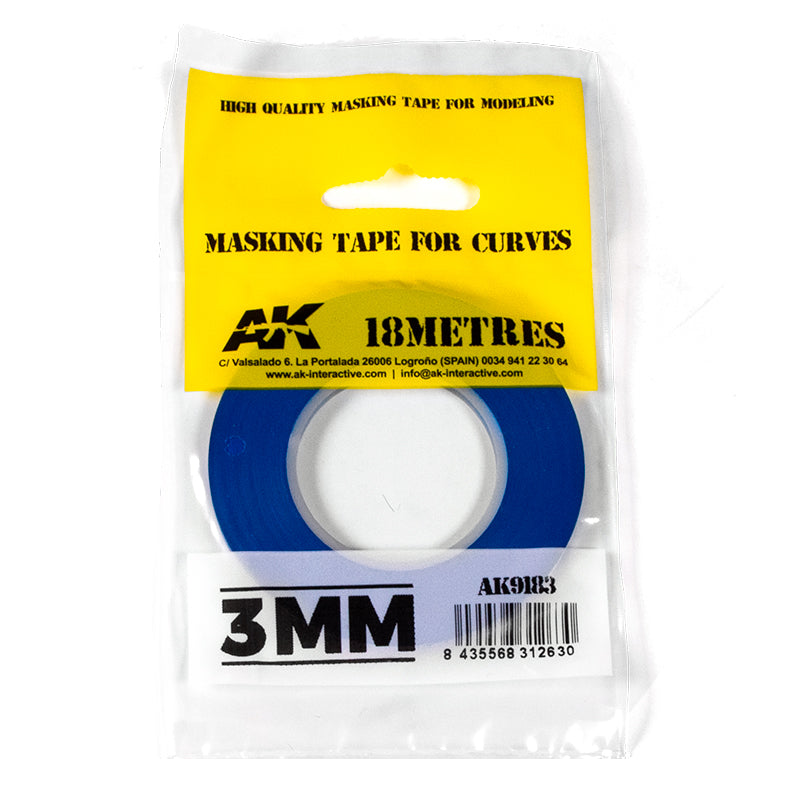 AK9183 Blue Masking Tape For Curves 3MM — Panda Hobby