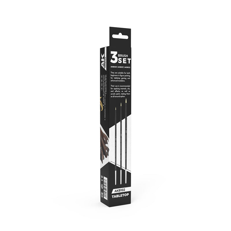 AKB102 Tabletop Synthetic Brushes Set (3 Brushes)