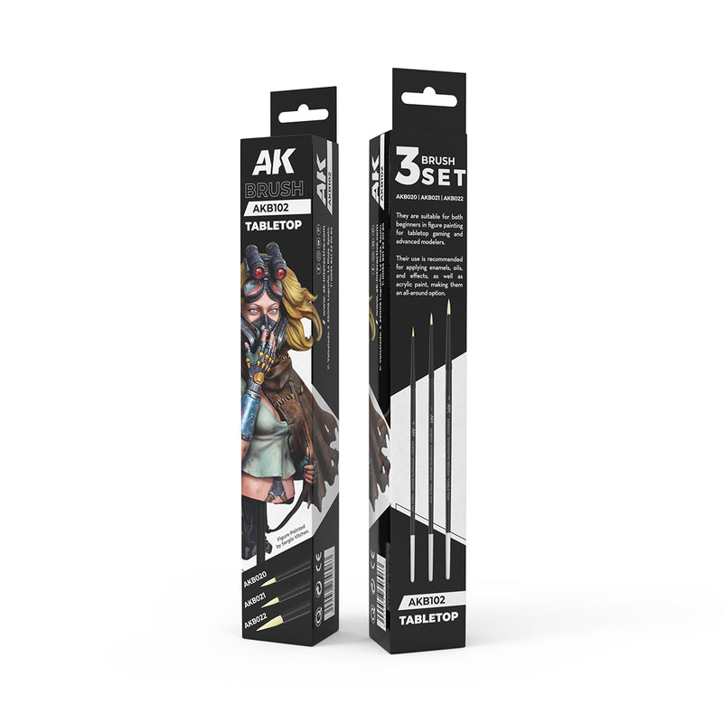 AKB102 Tabletop Synthetic Brushes Set (3 Brushes)
