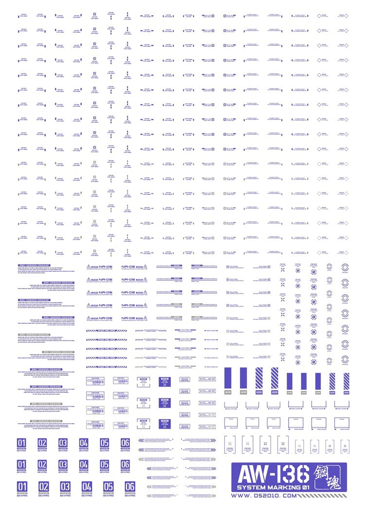 AW-136 Waterslide Decal Markings Type 01 (Blue)