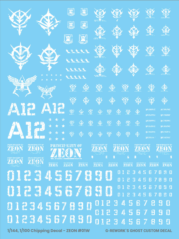 G-Rework Decal - Chipping Decal Zeon 01 White — Panda Hobby