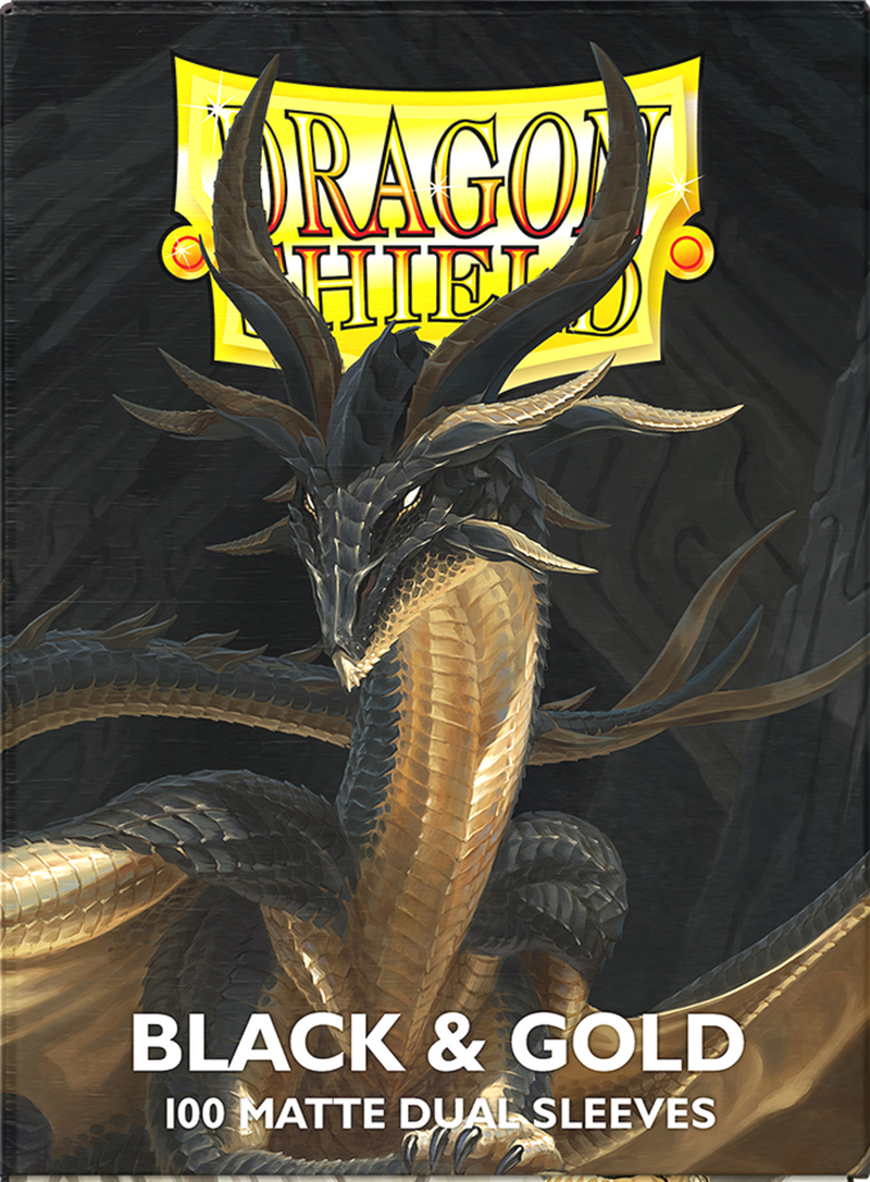 Dragon Shield - Black & Gold Matte Dual Sleeves - 100 Count Standard Size Card Sleeves