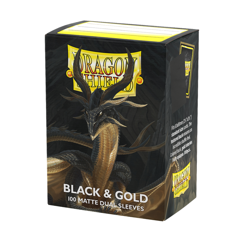 Dragon Shield - Black & Gold Matte Dual Sleeves - 100 Count Standard Size Card Sleeves