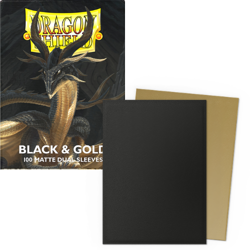 Dragon Shield - Black & Gold Matte Dual Sleeves - 100 Count Standard Size Card Sleeves