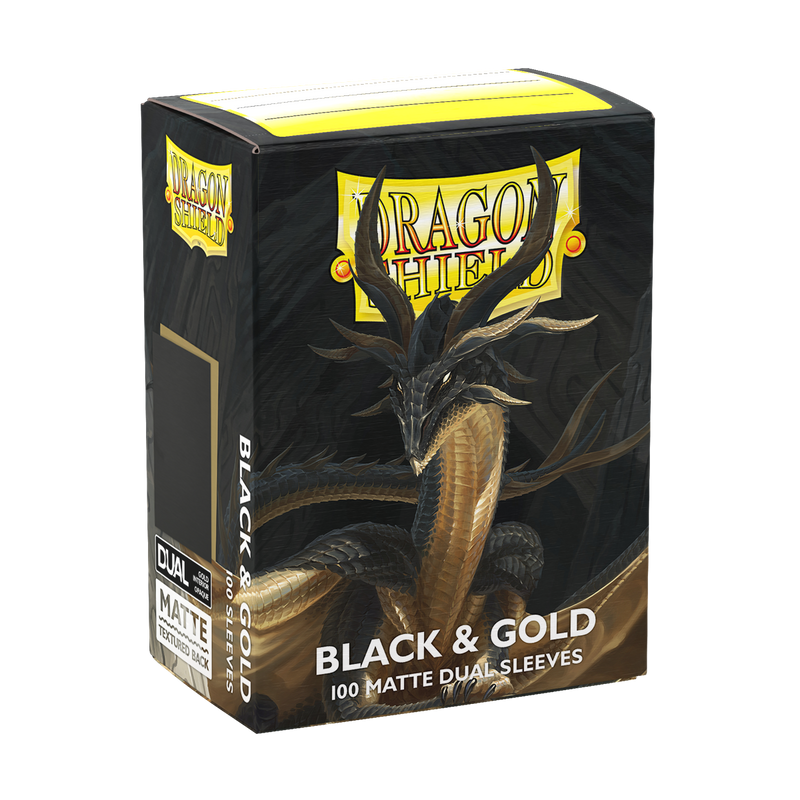 Dragon Shield - Black & Gold Matte Dual Sleeves - 100 Count Standard Size Card Sleeves