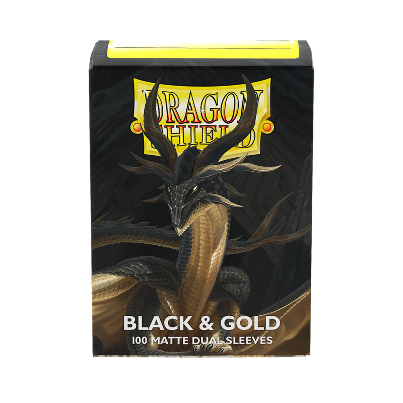 Dragon Shield - Black & Gold Matte Dual Sleeves - 100 Count Standard Size Card Sleeves