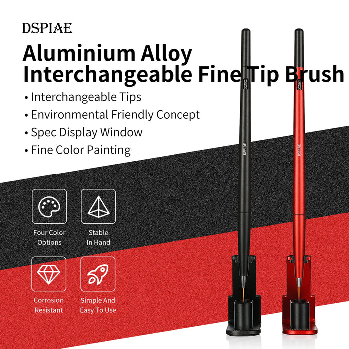 Dspiae AT-FB01 Aluminium Alloy Interchangeable Fine Tip Brush Red