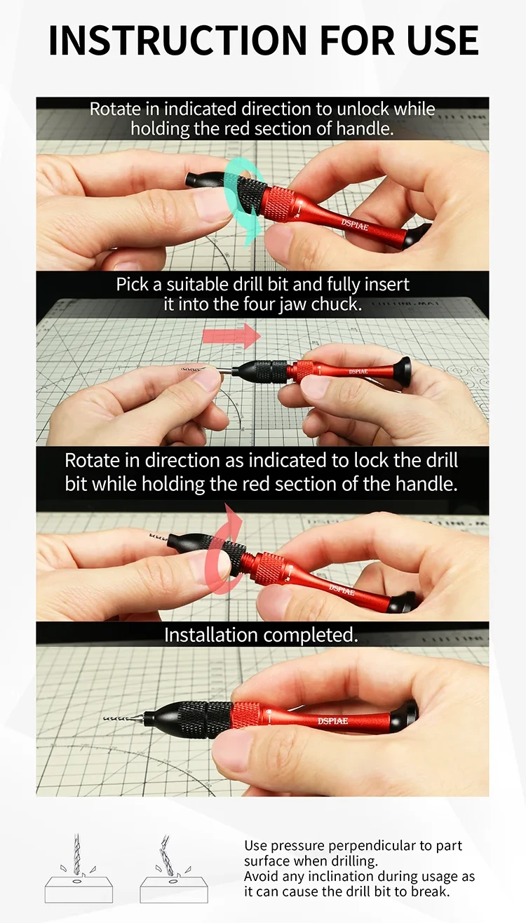 Dspiae AT-SHD Precision Aluminum Alloy Hand Drill Set