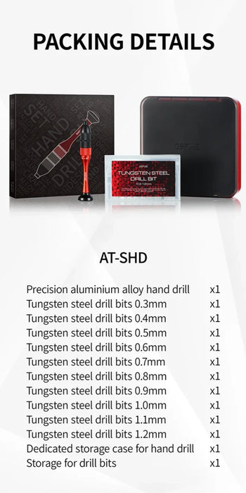 Dspiae AT-SHD Precision Aluminum Alloy Hand Drill Set