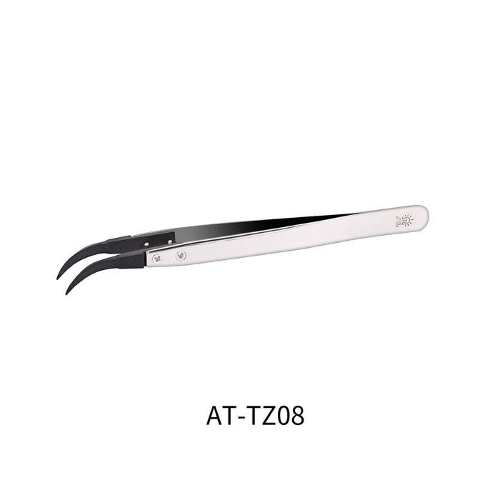 Dspiae AT-TZ08 High Precision Stainless Steel Anti-Static Tweezers -Angled