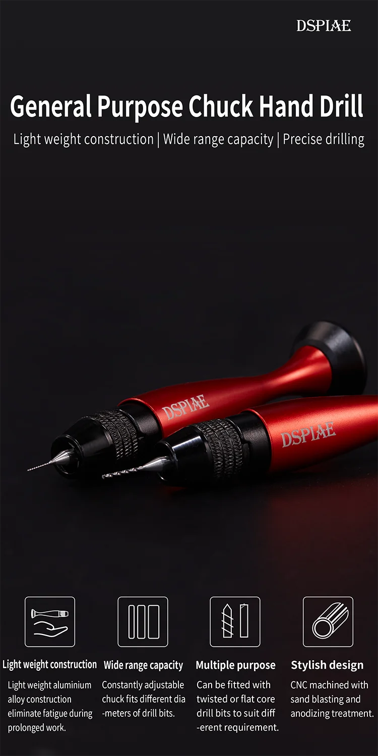 Dspiae AT-VHDS General Purpose Chuck Hand Drill Set