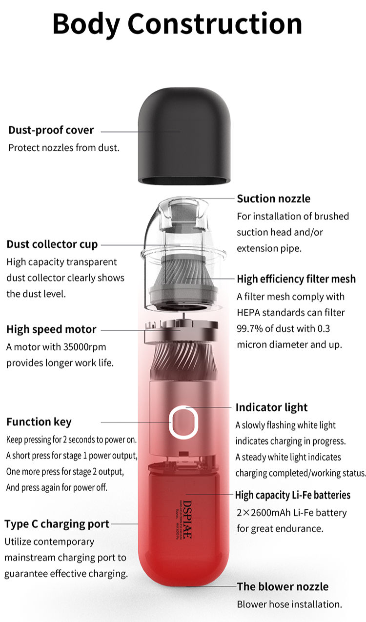 Dspiae HC-V Portable Handheld Vacuum Cleaner