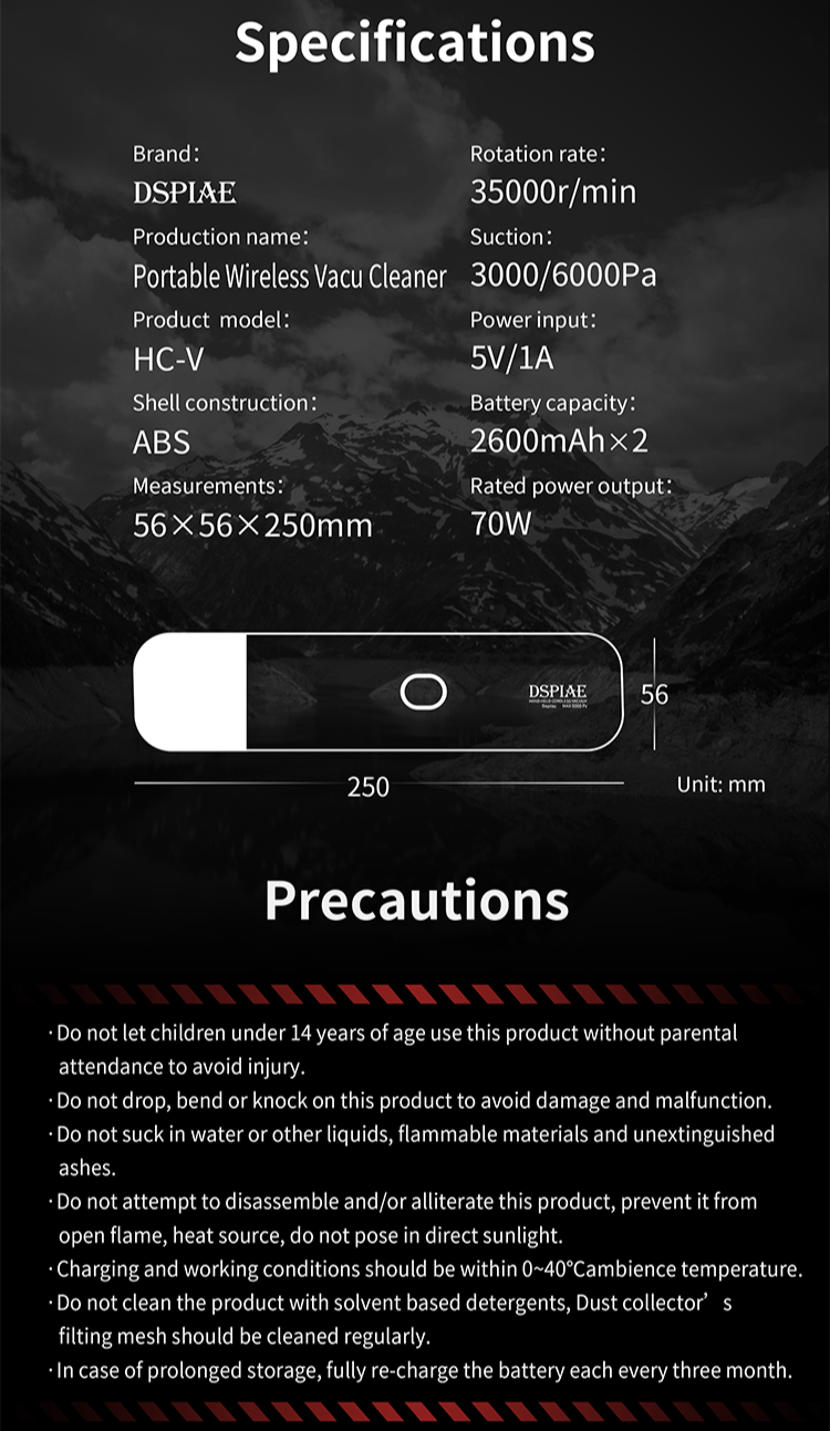 Dspiae HC-V Portable Handheld Vacuum Cleaner