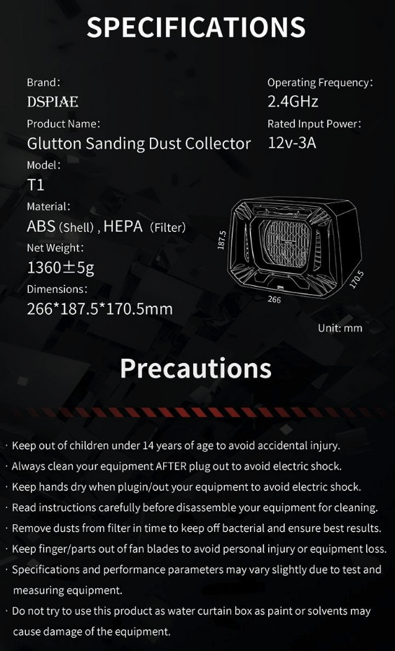 Dspiae T1 Glutton Sanding Dust Collector