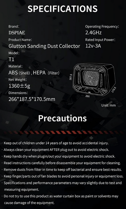 Dspiae T1 Glutton Sanding Dust Collector