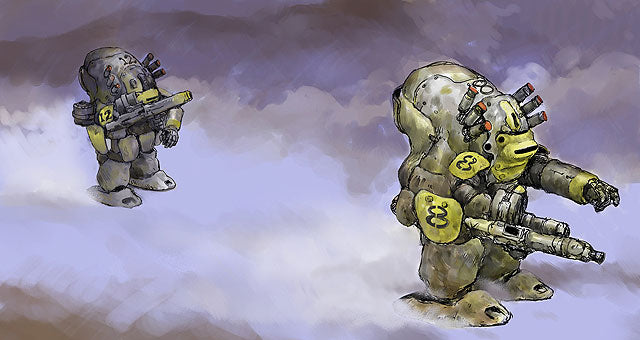 Maschinen Krieger - Robot Battle V(Five) 44 Type Heavy Armor Combat Suit MK44 Ammonites (Smart Gun Equipped & Fixed Weapon Type) (Set of 2) 1/20