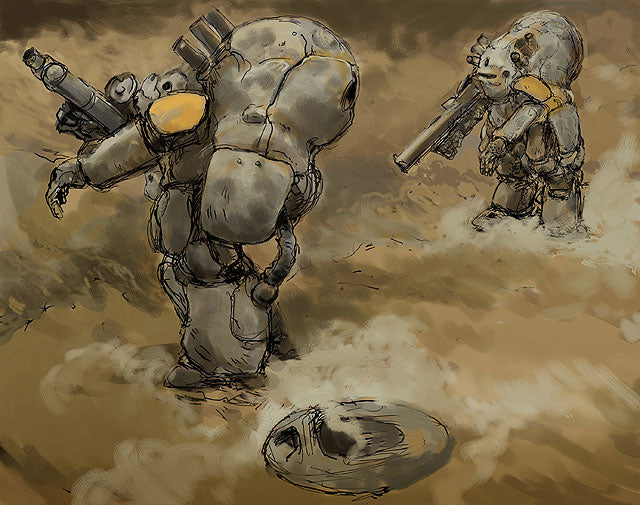 Maschinen Krieger - Robot Battle V(Five) 44 Type Heavy Armor Combat Suit MK44 Ammonites (Smart Gun Equipped & Fixed Weapon Type) (Set of 2) 1/20