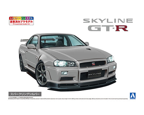 Nissan BNR34 Skyline GT-R V-Spec II '00 Sparkling Silver Pre-Painted No 3-D 1/24