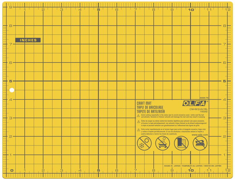 Olfa CM-9X12-01/YEL 9" x 12" Double Sided Cutting Mat (Yellow)
