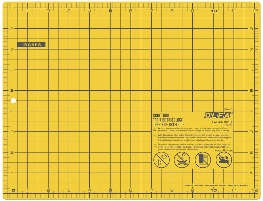 Olfa CM-9X12-01/YEL 9" x 12" Double Sided Cutting Mat (Yellow)