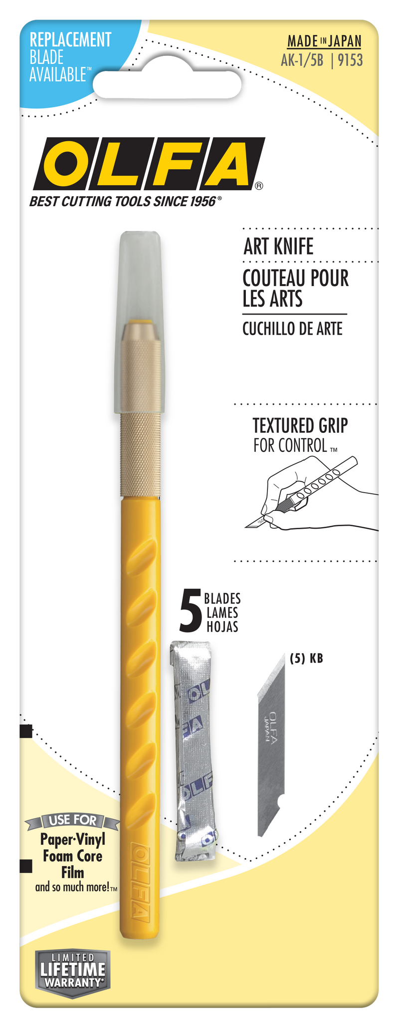 Olfa AK-1/5B Graphic Art Knife With 5 Replacement Blades