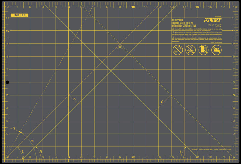 Olfa RM-CG-01/GRY 12" x 18" Double Sided Rotary Mat (Gray)