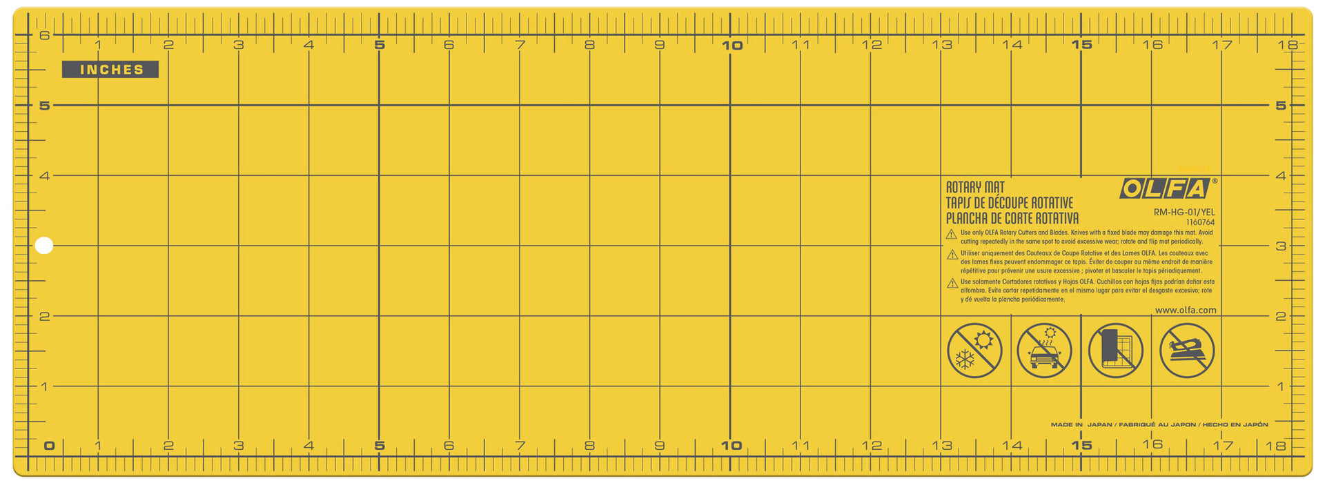 Olfa RM-HG-01/YEL 6" x 18" Double Sided Rotary Mat (Yellow)