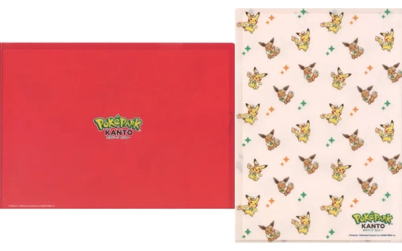 PokePark Kanto Exclusive A4-Sized Clear File Folder (2 Pieces Set) - Carnival Outfits Pikachu & Eevee