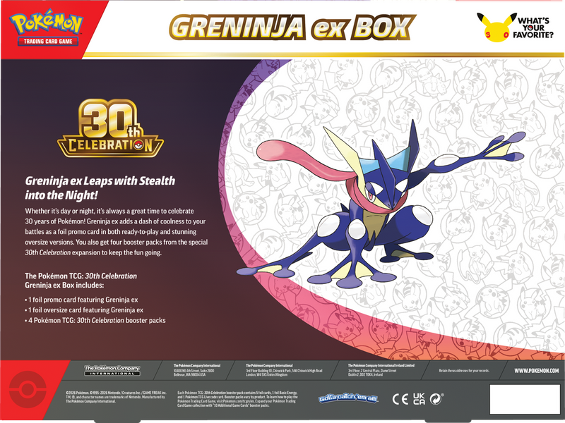 Pokemon - 30th Celebration Sylveon Ex / Greninja Ex Box