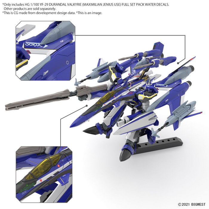 HG YF-29 Durandal Valkyrie  (Maximilian Jenius Use) Full Set Pack Water Decals - Macross Delta Zettai LIVE!!!!!! 1/100